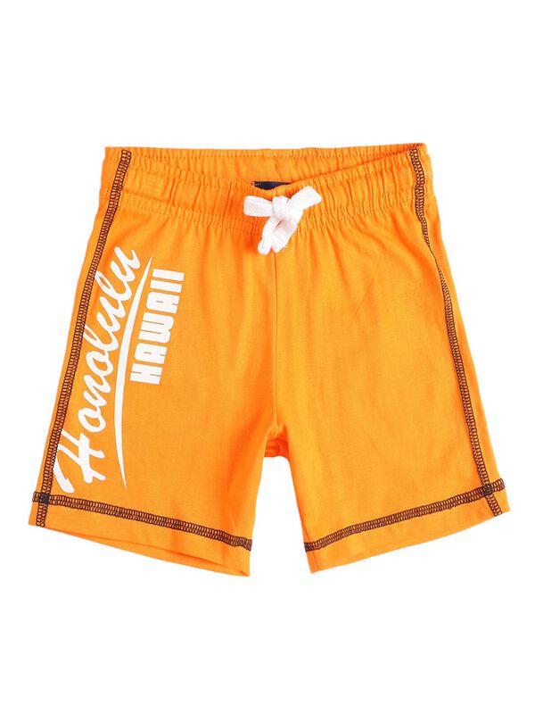 Boys Medium Orange Knitted T-shirt with Short Pants image number 2